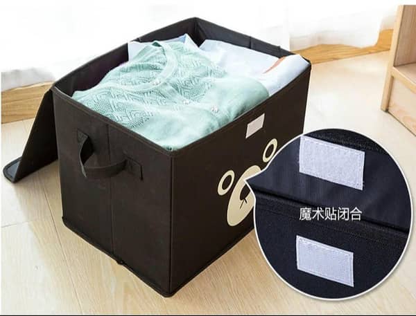 Set of 3 Folding Storage Bins with Panda Design for Organizing Kids' Toys and Quilts - Ideal for Cabinets and Wardrobes