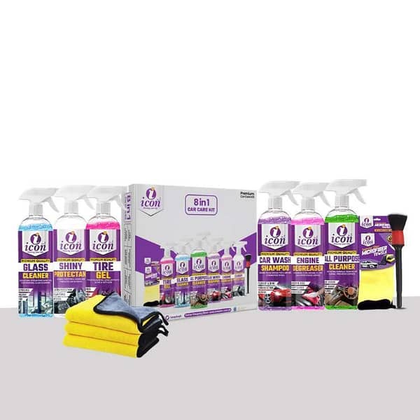 Icon Plus 8-in-1 Car Care Kit for Complete Vehicle Maintenance