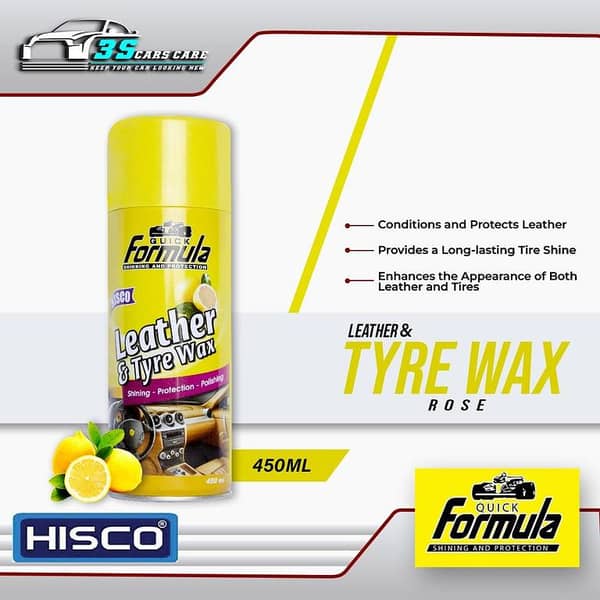 FORMULA HISCO Leather & Tyre Wax Lemon– 450ml (Multi-Surface Polish) Shining | Protection | Polishing