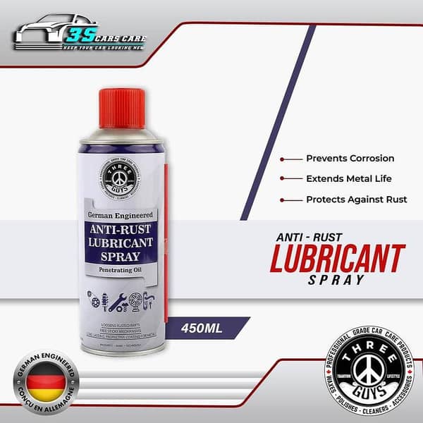 THREE GUYS Anti-Rust Lubricant Spray - Multi-Use Penetrating Oil and Rust Remover for Metal Surfaces - Engineered in Germany
