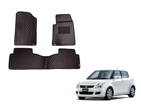 Suzuki Swift Diamond Cut Floor Mats 2010-2021 Black Red