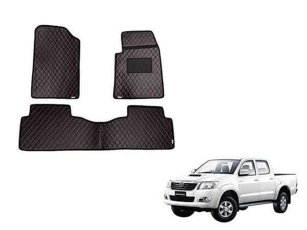Toyota Vigo Black and Red Diamond Cut Floor Mats for 2005-2016 Models