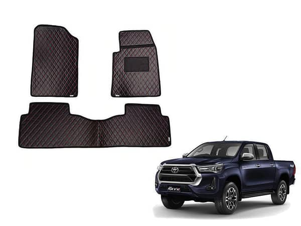 Toyota Revo Diamond Cut Floor Mats 2017-2022 Black Red