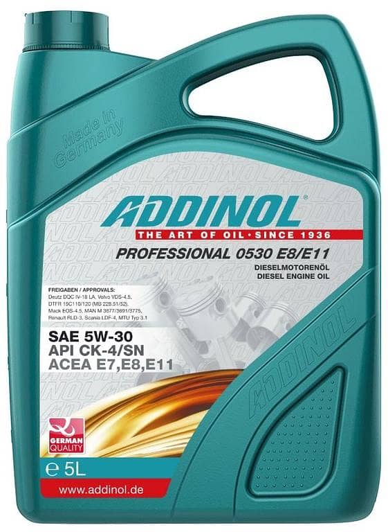 ADDINOL PROFESSIONAL 5W-30 Diesel Engine Oil E8/E11 - 5 Liters