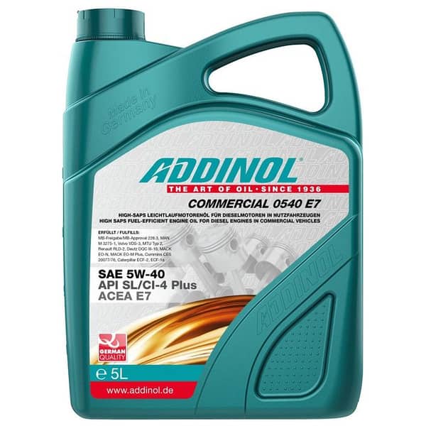 ADDINOL COMMERCIAL 0 5W-40 E7 DIESEL ENGINE OIL 5L