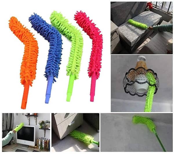 Microfiber Fan Cleaning Duster Flexible Fan mop for Quick and Easy Cleaning of Home, Kitchen, Car, Ceiling, and Fan Dusting Office Fan Cleaning Brush with Long Rod (Blue)