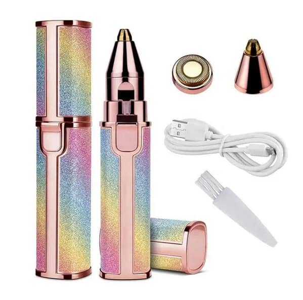 2 in 1 Electric Eyebrow Trimmer and Shaver, Rechargeable Hair Remover for All Parts Use in Pen Flawless Hair Remover Rechargeable Painless-Precision Eyebrow Trimmer and Eyebrow Razor Tool with LED Light for Face, Lips, Nose, Chin, Arm