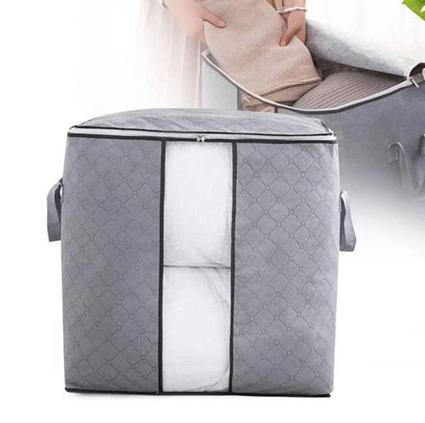 Large Folding Storage Box for Clothes and Blankets - Portable Bamboo Organizer