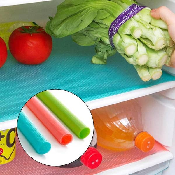 Waterproof and Washable Fridge Mat, Big Size (60cm x 200cm) PVC Sheet for Cabinets, Shelves, and Refrigerators, Fruit and Vegetable.