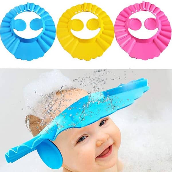Adjustable Baby Shower Cap Hair Wash Hat for kids Infant Ear Protection Safe Children Kids Shampoo Bath Head Cover.