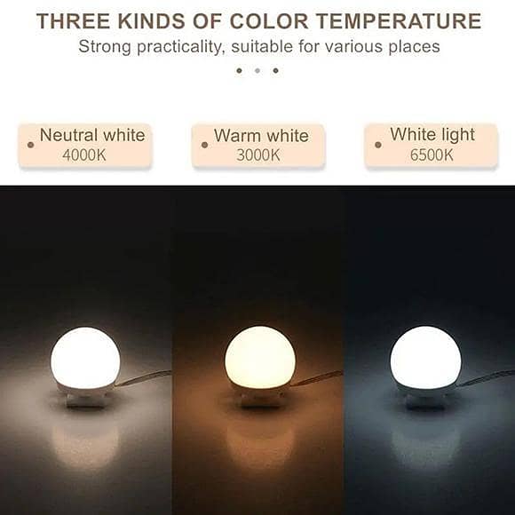 (10 Bulbs) Vanity Mirror Light LED Bulbs for Makeup Mirror Stand, 3 Mode Vanity Led Bulb White, Off White & Yellow With 10 Bulbs.