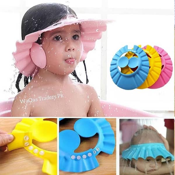 Adjustable Baby Shower Cap for Kids - Infant Hair Wash Hat with Ear Protection and Shampoo Shield