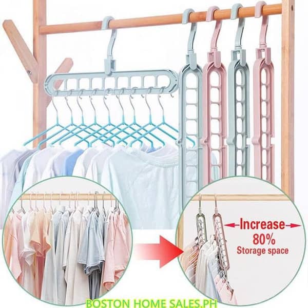 Set of 5 Pluto Plastic Hangers with 9 Holes for Clothes and Pants - Space Saving Closet Organizer