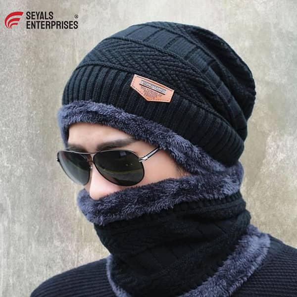 Seyals 2 Piece Beanie Cap + Neck Warmer/Hat & Warmer Winter Beanie Cap Neck Warmer Beanie Full Set/Topi Hat Cap Neck Warmer Muffler Beanie Cap Neck Warmer Beanie Full Set-2 Piece Cap + NeckWarmer/Hat & Warmer/Topi Hat Cap Neck Warmer Muffler