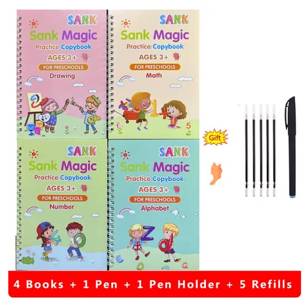 Sank Book Montessori Reusable Magic Book 4 Magic Books Writing Handwriting Free Calligraphy Montessori Practice Copy Books