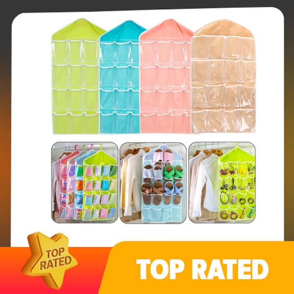 16 Pocket Wall Wardrobe Pockets Hanging Organizer Socks Underwear Sundries Sorting Storage Bags Space Saver Wardrobe Organizer Bag