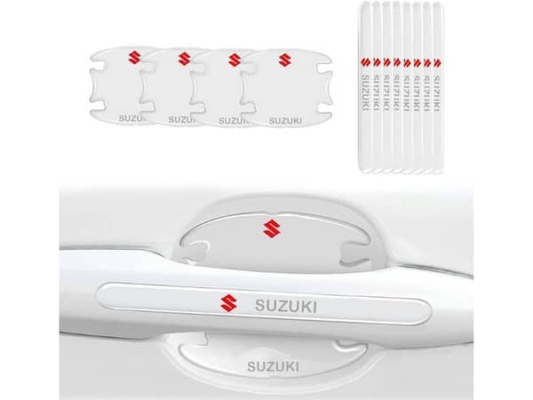 8-Piece Transparent Door Handle and Bowl Sticker Set for Suzuki Cars