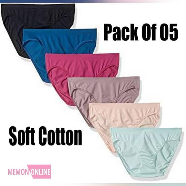 Set of 5 Cotton Underwear Panties for Girls and Women in Various Colors | Comfortable Daily Wear