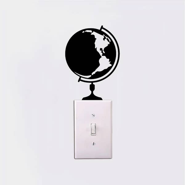 ZECOR GALLERY World Map Switch Board Wall Sticker for Kitchen Tiles board Wall decoration design with self adhesive sticker sheet magical wall décor printing look for kitchen best decoration ideas not a Wall paper