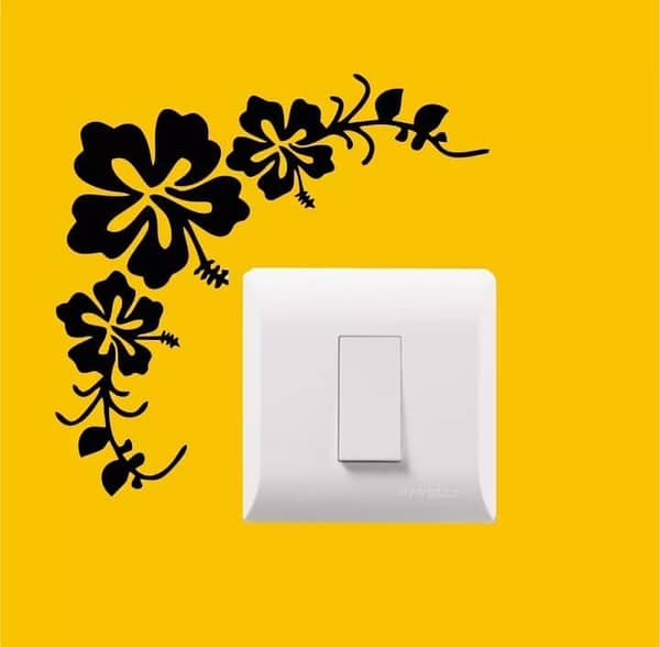 ZECOR GALLERY Floral Design Switch Board Wall Sticker for Kitchen Tiles board