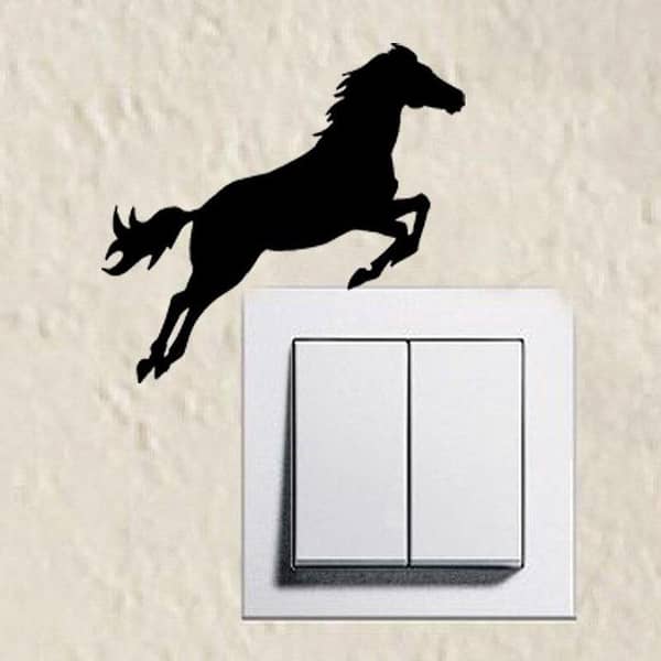 ZECOR GALLERY Flying Horse Switch Board Wall Sticker for Kitchen Tiles board Wall decoration design with self adhesive sticker sheet magical wall décor printing look for kitchen best decoration ideas not a Wall paper