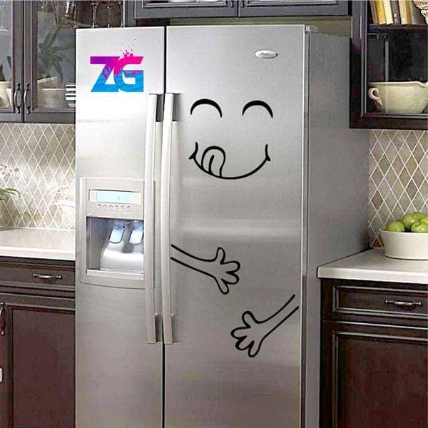 ZECOR GALLERY Kitchen Fridge Refrigerator Happy Face Yummy Tummy Style Wall Sticker