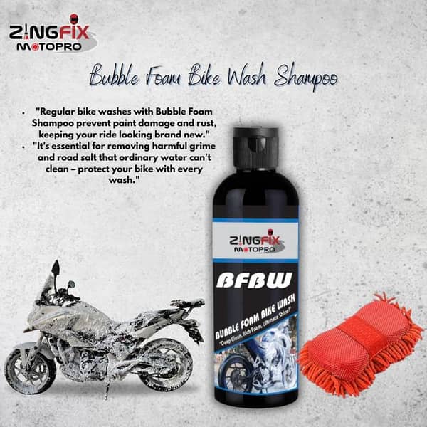 Zingfix 400ml Bubble Foam Bike Wash Shampoo with Wash Mitt Sponge for Effective Cleaning