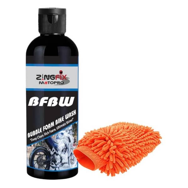 Zingfix 400ml Bubble Foam Bike Wash Shampoo with Wash Mitt Glove for Effective Cleaning