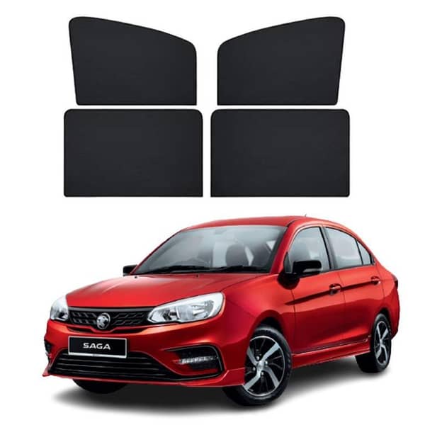 4-Piece Black Window Shades for Proton Saga