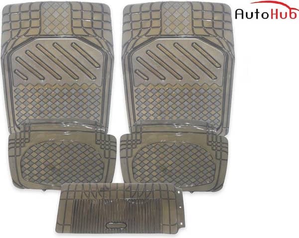 5-Piece Universal Car Floor Mats Set - PVC Rubber - Light Black, Compatible with All Vehicle Models