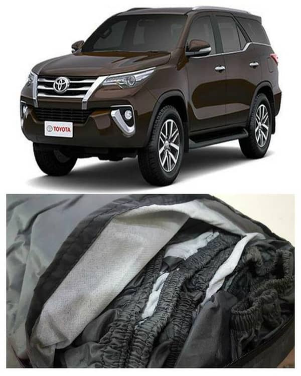 Imported TAFEETA White Top Cover for TOYOTA FORTUNER - 100% Water and Dew Resistant