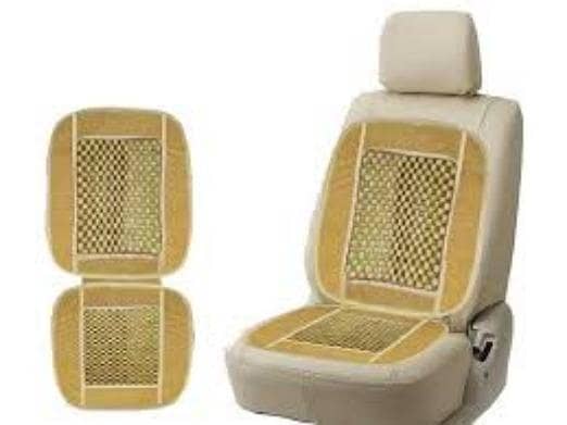 Beige Wood Bead Seat Covers - Set of 2 for Cars and Home Use - Adjustable and Anti-Slip Design