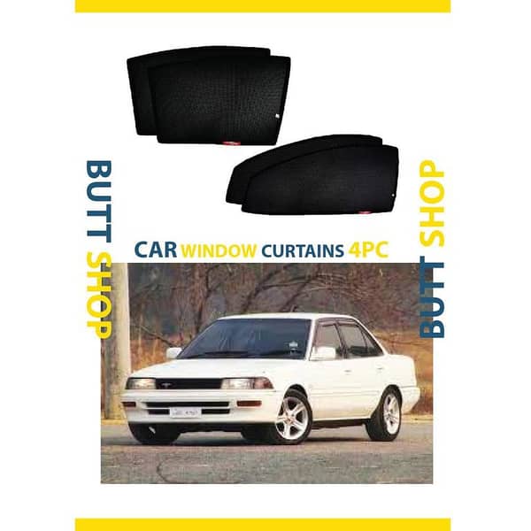 TOYOTA COROLLA 88 WINDOW CURTAIN/ Sun shades / Side Curtains BLACK 4PC SET