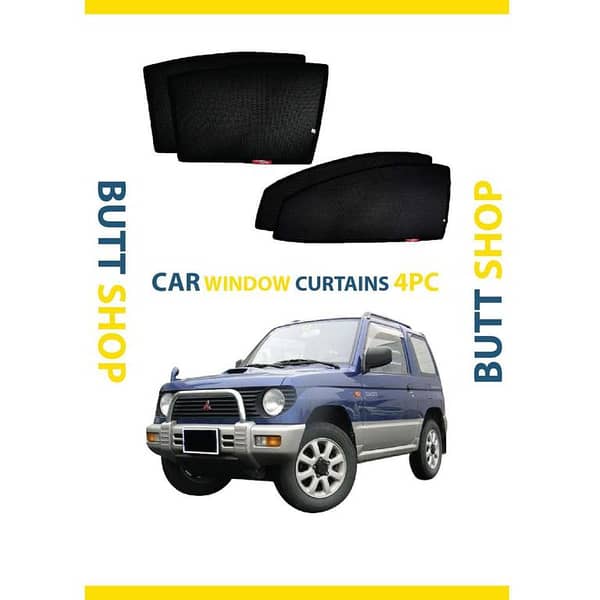 4-Piece Black Sun Shade and Window Curtains for MINI PAJERO