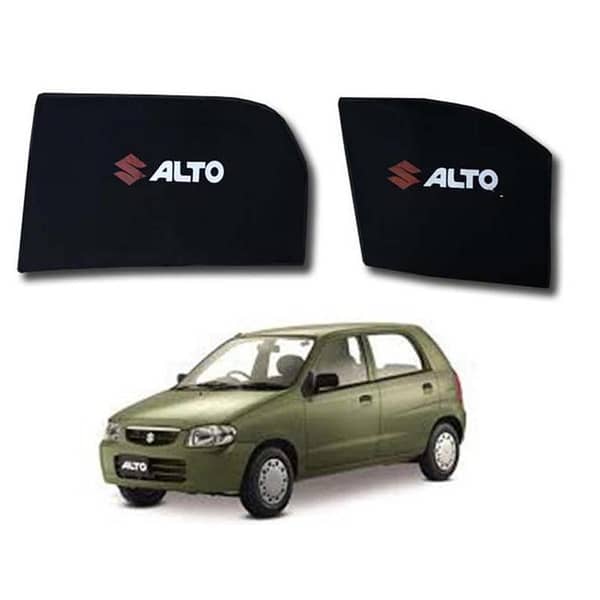 Suzuki Alto VXR Sun Shades Car Windows Curtains 4 pieces With Alto Logo, Foldable , Jet Black