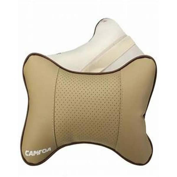 Bone-Shaped Car Seat Neck Pillow - Comfortable Headrest Cushion in Beige, Set of 2