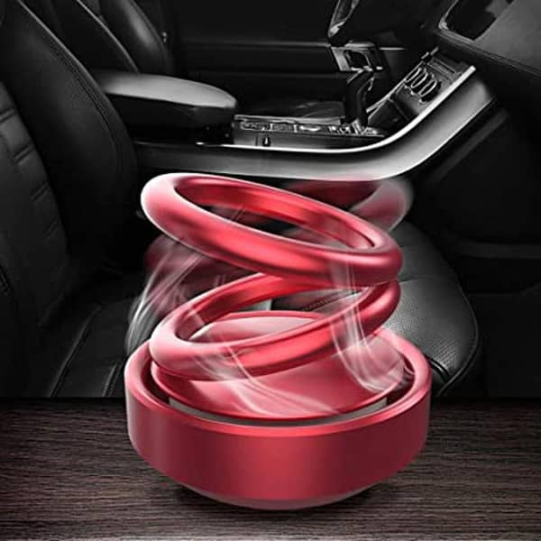 Car Air Freshener Suspension Double Ring 360 Degree Rotating With Solar energy red