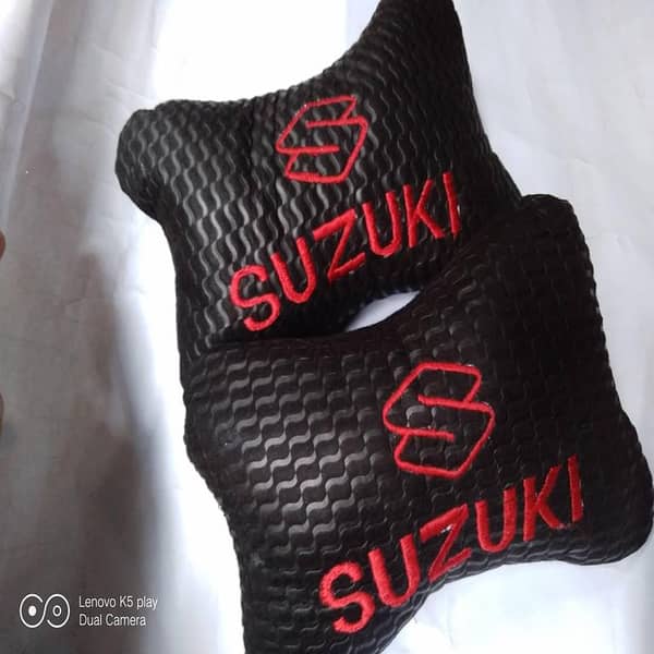 Suzuki Logo Bone Shape Neck Rest Pillow for Car - Set of 2 for Comfortable Travel