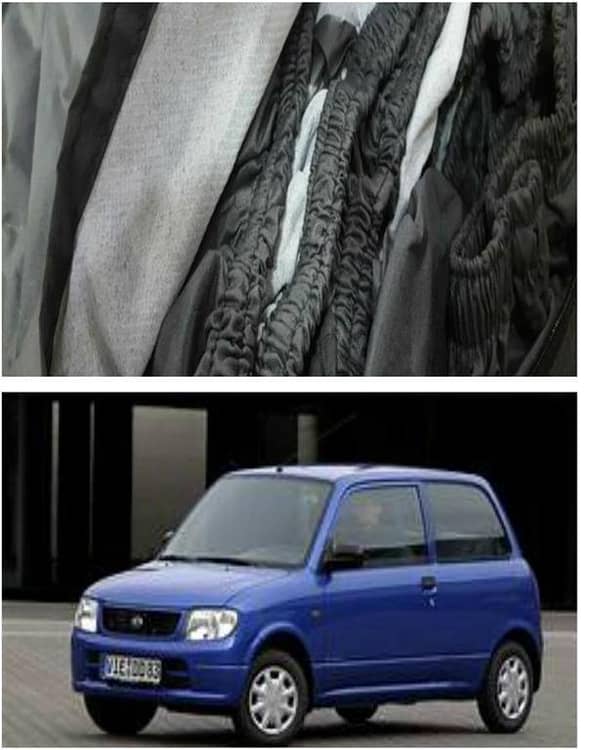 Imported Tafeeta White Fuzzing Top Cover for Daihatsu Coure - 100% Water and Dew Proof
