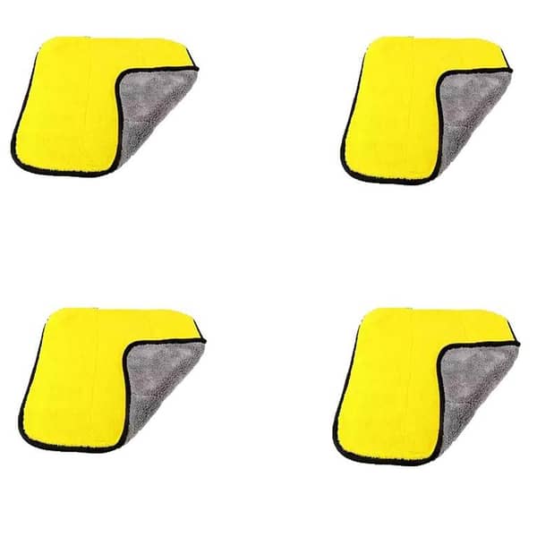 PACK OF 4 MICRO FIBER CLOTH DOUBLE SIDE IMPORTED TOWEL - YELLOW AND GREY