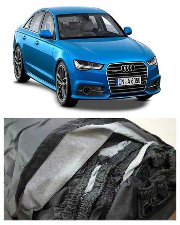 Imported Tafeeta White Fuzzing Top Cover for AUDI A6 - 100% Waterproof and Dew Resistant