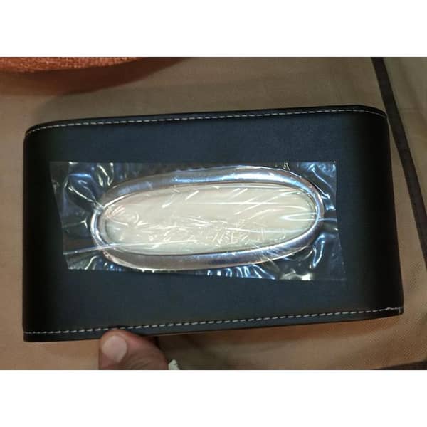 CAR LEATHER TISSUE BOX BLACK