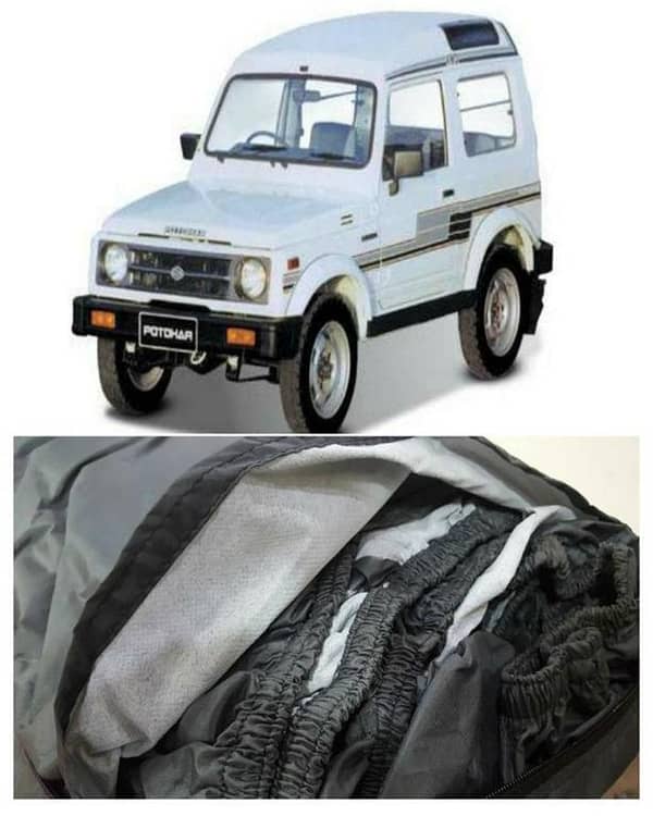 Imported Tafeeta White Fuzzing Top Cover for Suzuki Potohar - 100% Water and Dew Resistant