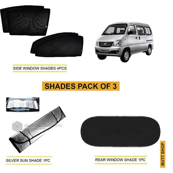 FAW XPV Car Shade Set: 4 Side Window Shades, 1 Rear Window Shade, and 1 Windscreen Silver Sun Shade