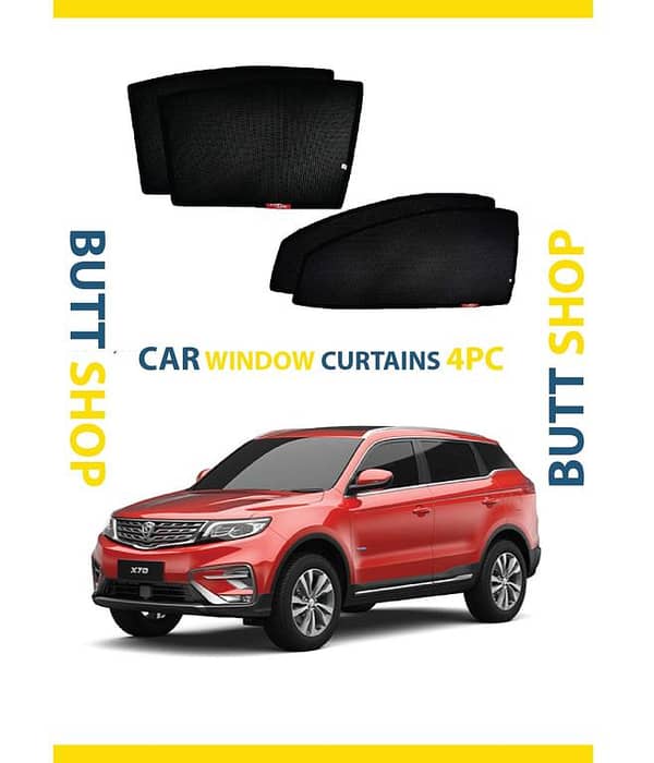 PROTON X70 SUN SHADE / WINDOW CURTAINS (DARK) BLACK 4PCS