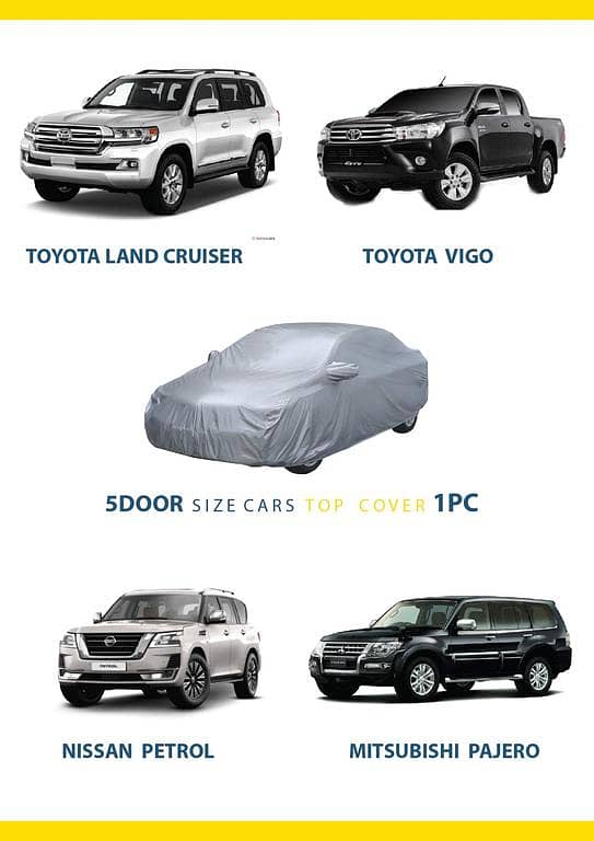 Car Top Cover for LANDCRUISER - VIGO - PETROL - PAJERO 5DOOR - Parachute Quality - multicolor