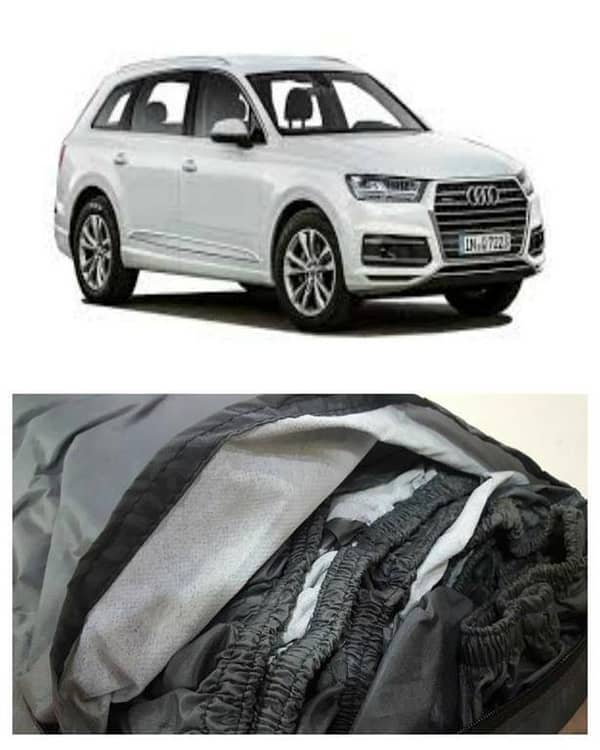 Imported Tafeeta White Fuzzing Top Cover for AUDI Q7 - 100% Water and Dew Resistant