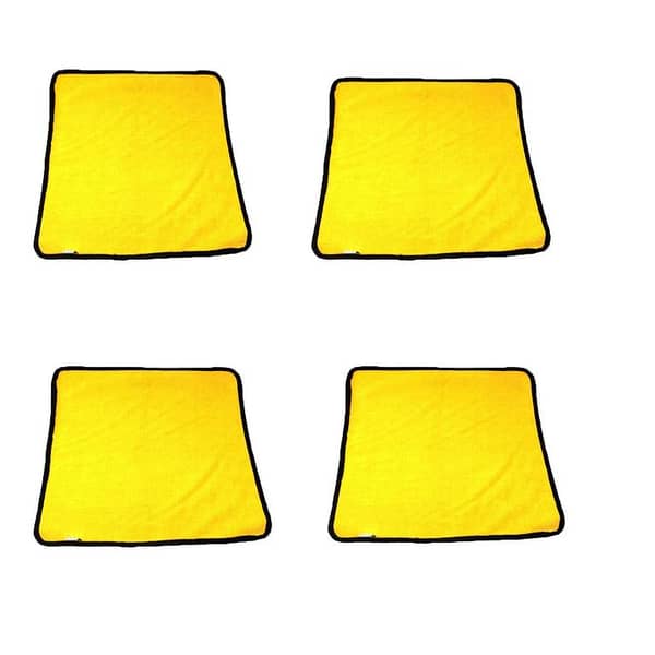 Set of 4 Imported Microfiber Towels - Double-Sided in Yellow and Grey