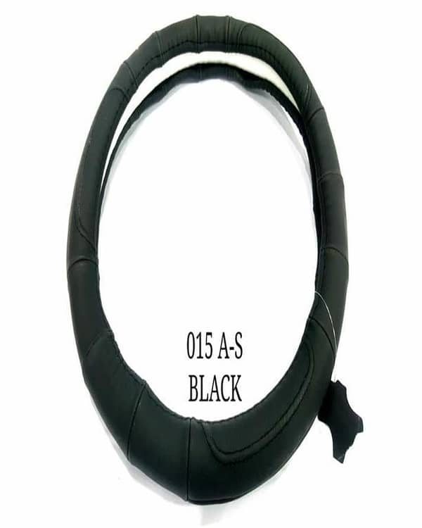CAR STEERING COVER LEATHER -BLACK IN DESIGN