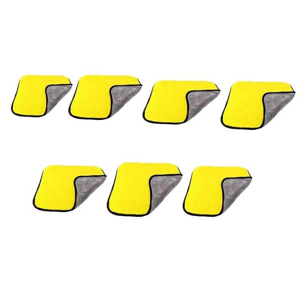 PACK OF 7 MICRO FIBER CLOTH DOUBLE SIDE IMPORTED TOWEL - YELLOW AND GREY